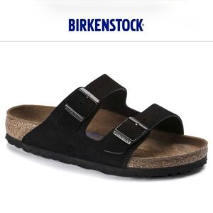 NEW NWT • Birkenstock • Arizona • Soft Footbed Black Suede Leather